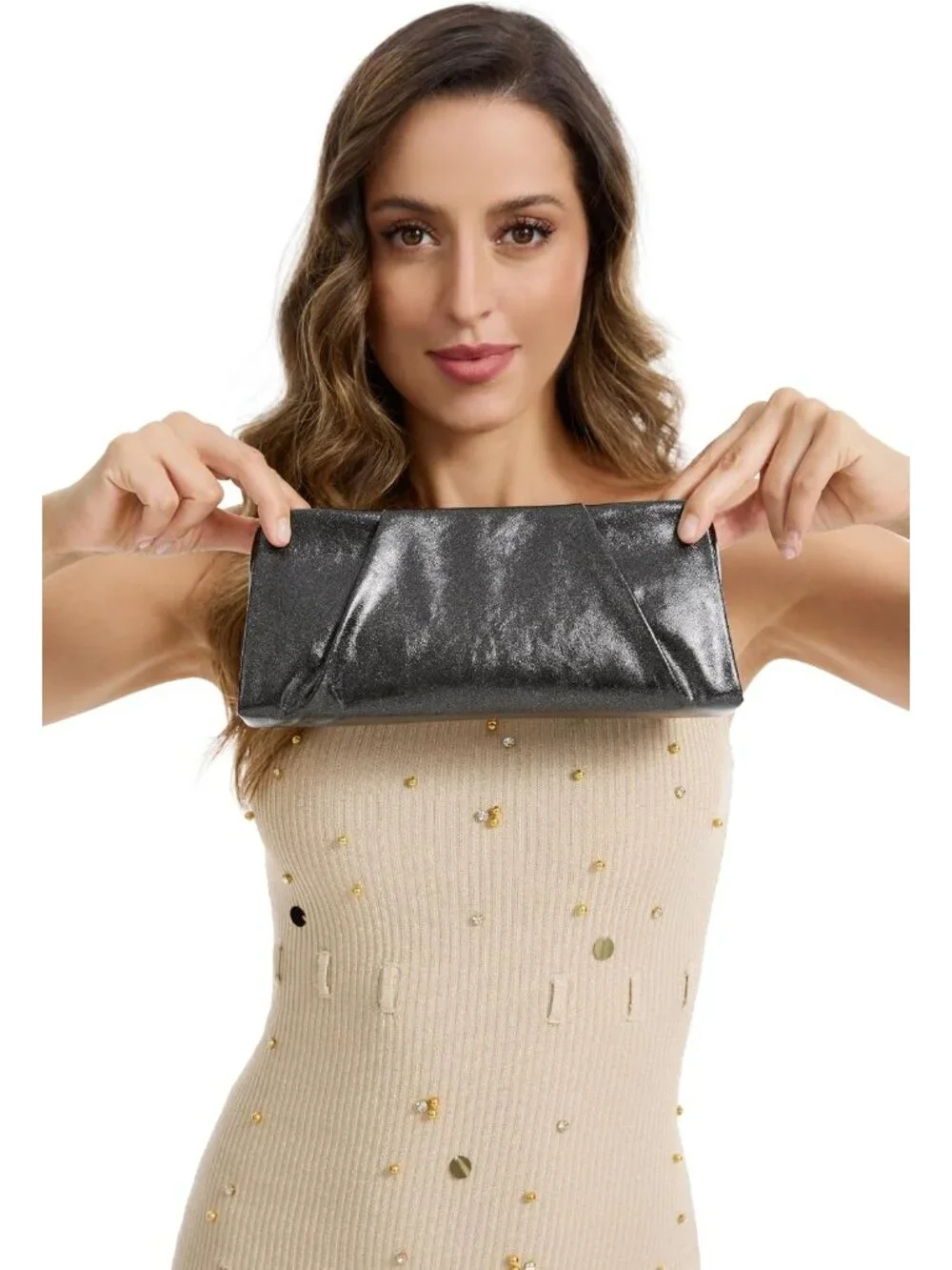 👜 Women's Black Chic Evening Bag Pleated Purses Prom Elegant Clutch Purse